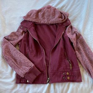 Maroon Knit/Jean Jacket